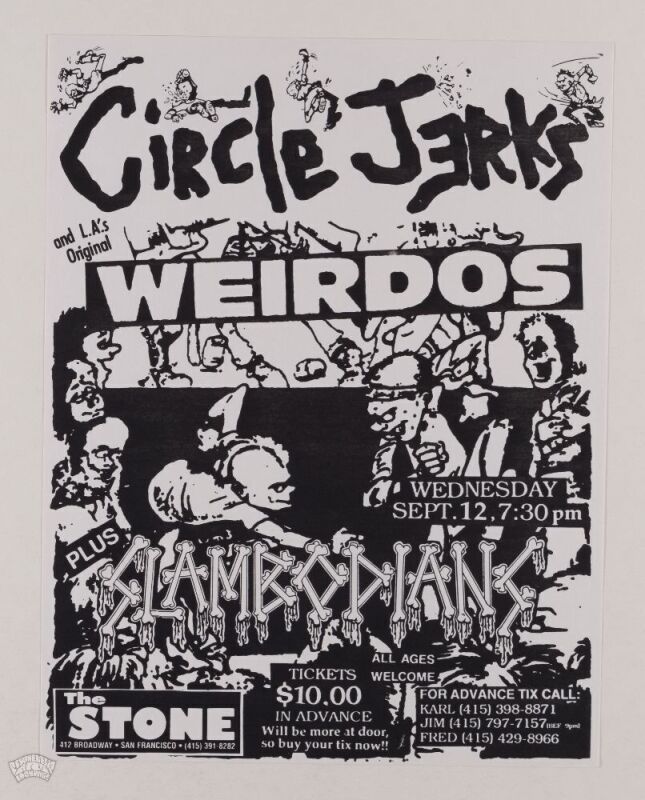 1990 Circle Jerks The Weirdos The Stone Handbill Near Mint 89