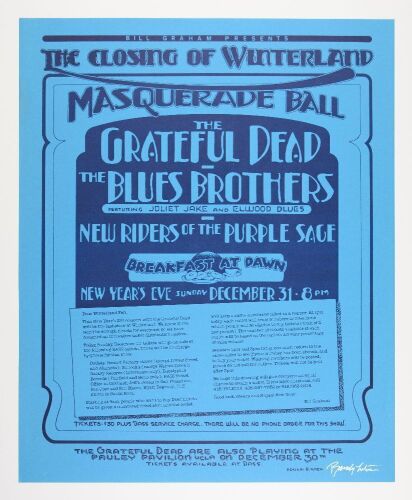 1978 Grateful Dead Closing of Winterland Signed Randy Tuten Poster Near Mint 87