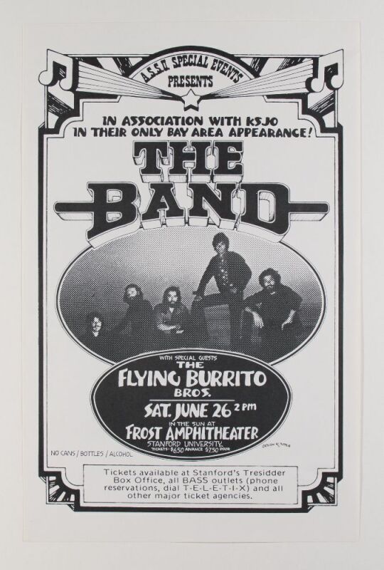 1976 The Band Frost Amphitheater Poster Near Mint 83