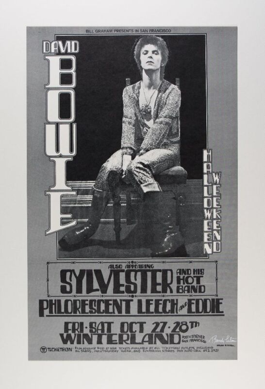 1973 David Bowie Winterland Signed Randy Tuten Poster Mint 91