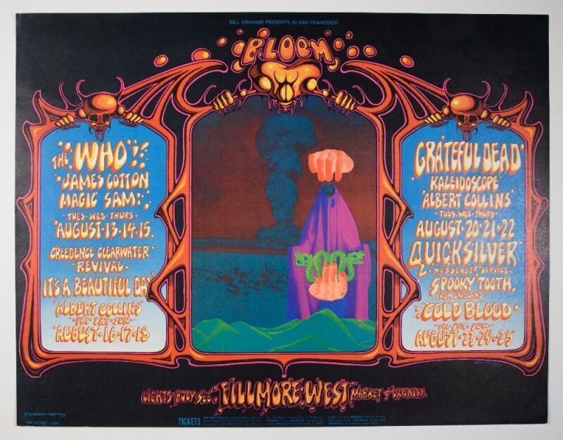 1968 BG-133 The Who Grateful Dead Quicksilver Messenger Service Fillmore Poster Near Mint 81