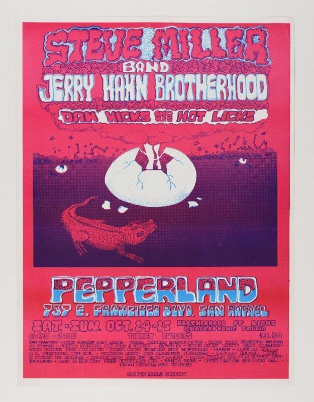 1970 Steve Miller Band Dan Hicks Pepperland San Rafael Poster Excellent 77