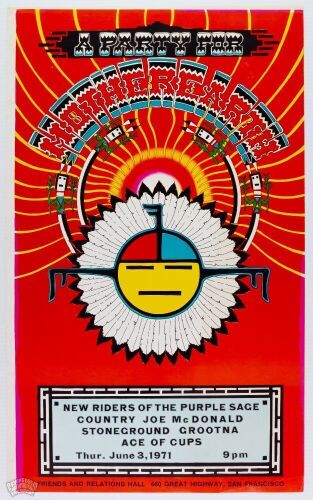 1971 New Riders Country Joe McDonald Stoneground Friends & Relations Hall 660 Great Highway Poster Near Mint 85