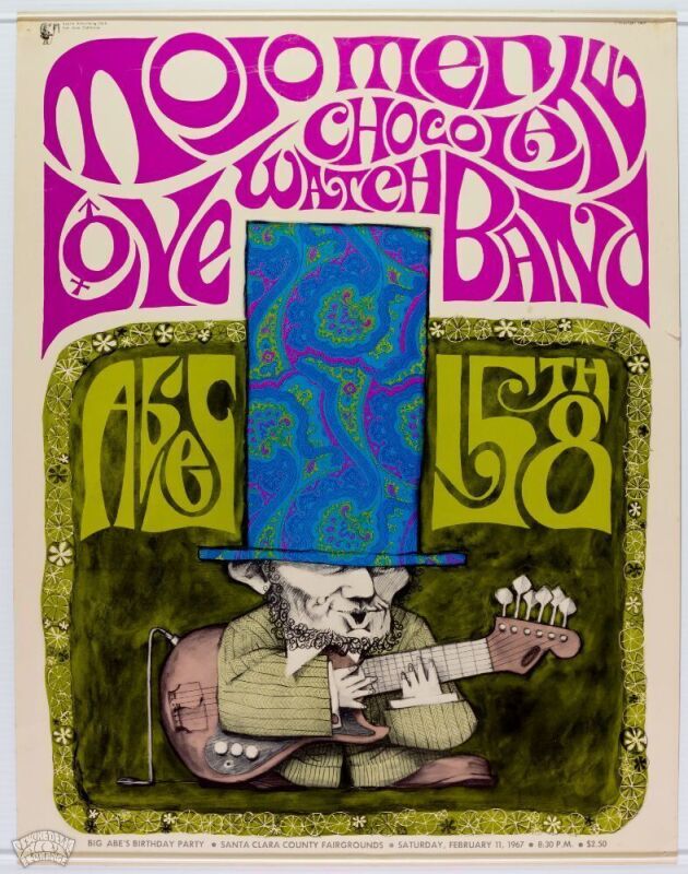 1967 Mojo Men Love Chocolate Watchband Santa Clara County Fairgrounds Poster Excellent 77