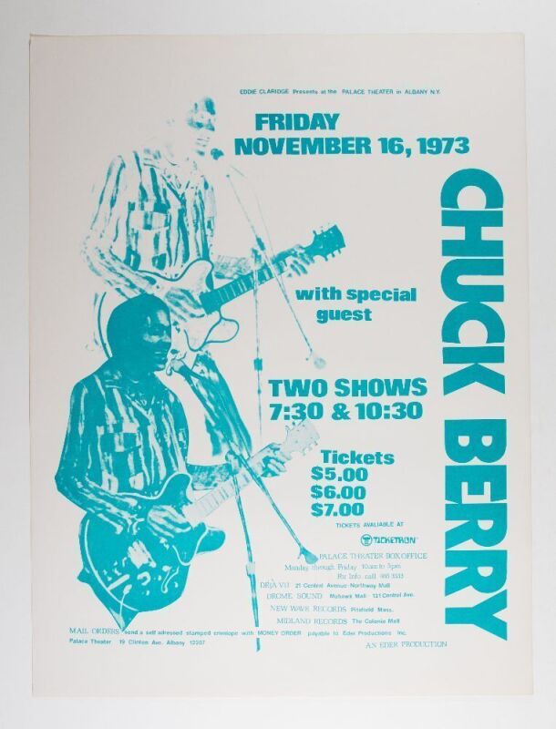 1973 Chuck Berry The Palace Theater Albany Poster Near Mint 81