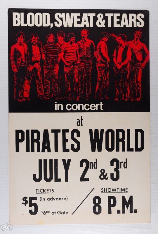 1970 Blood Sweat & Tears Pirates World Dania Florida Poster Excellent 77
