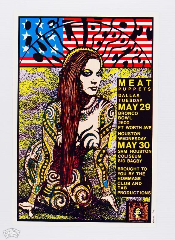 1990 Frank Kozik Red Hot Chili Peppers Dallas & Houston Signed Kozik Poster Mint 93