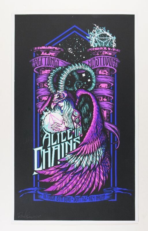2010 Alice in Chains Seattle Key Arena LE Signed Klausen Poster Mint 95