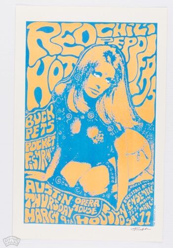 1989 Frank Kozik Red Hot Chili Peppers Austin & Houston Signed Kozik Poster Mint 91