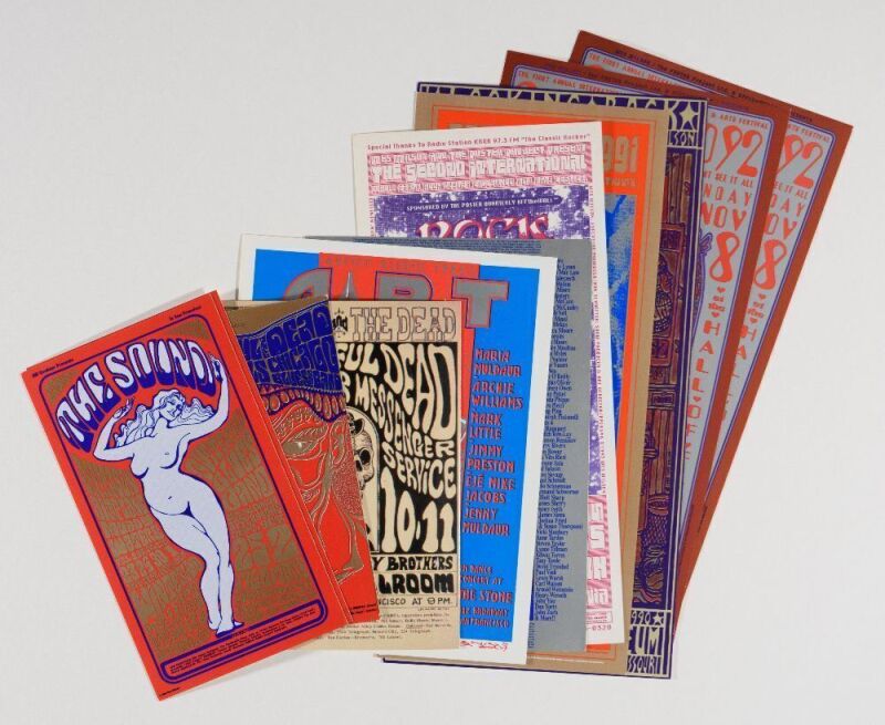 Lot of 11 Various Wes Wilson Related Original & Reprint Handbills and Postcards Various Grades