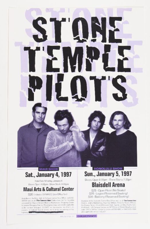 1997 Stone Temple Pilots Maui Arts Cultural Center & Blaisdell Arena Hawaii Poster Excellent 79