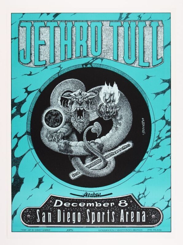 1989 Danny Garrett Jethro Tull San Diego Sports Arena Poster Mint 91