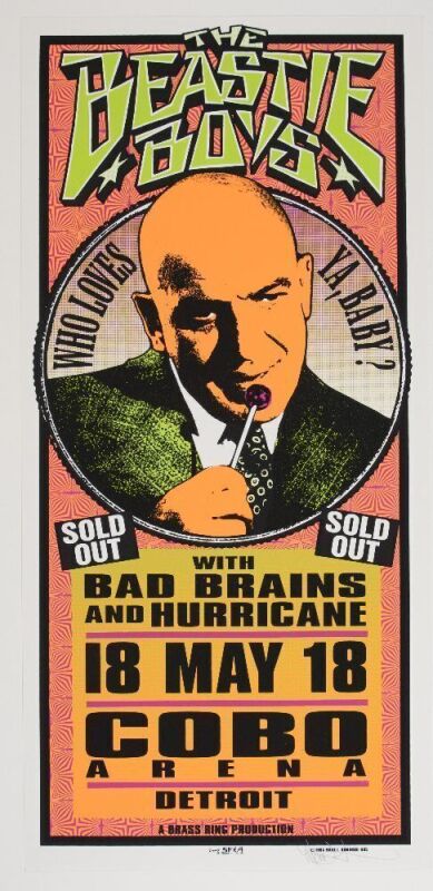 1995 Mark Arminski The Beastie Boys Bad Brains Cobo Arena Detroit Signed Arminski Poster Near Mint 89