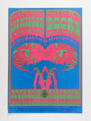 1967 FD-64 The Doors The Miller Blues Band Avalon Ballroom RP2 Poster Near Mint 83