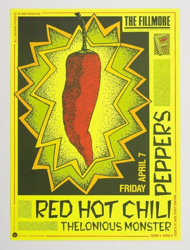1989 NF-87 Red Hot Chili Peppers The Fillmore Poster Near Mint 89