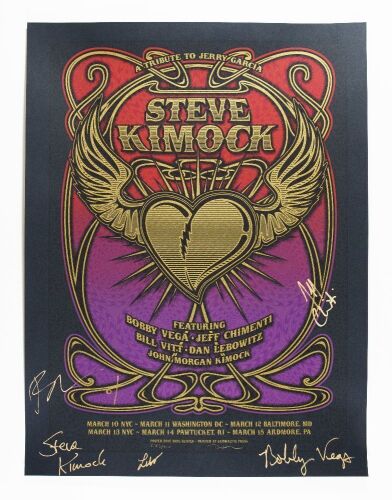 2015 Dave Hunter Steve Kimock Jerry Garcia Tribute Signed Hunter & Kimock & Band Poster Mint 95