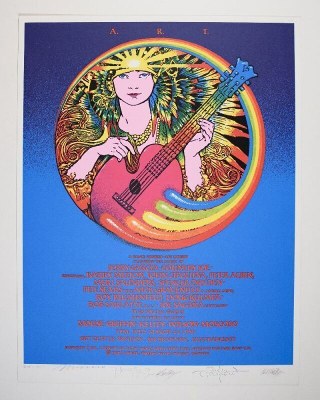 1989 Jerry Garcia Artist Rights Today LE Signed Wilson Mouse Kelley Griffin Moscoso Poster Near Mint 89
