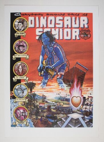 1994 Neil Young Crazy Horse Dinosaur Senior LE Signed Peter Pontiac Poster Mint 91