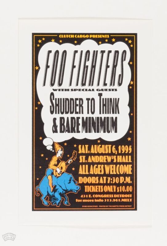 1995 Kevin Sykes Foo Fighters St Andrew's Hall Detroit Handbill Mint 93