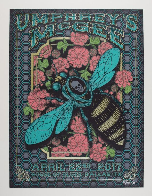 2017 Umphrey's McGee House of Blues Dallas LE Signed Hatfield Poster Mint 95
