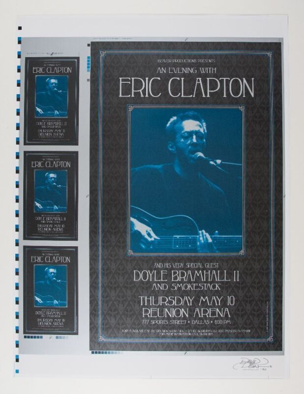 2001 Eric Clapton Reunion Arena Dallas Texas Uncut Proof Sheet Signed David Dean Poster Mint 91