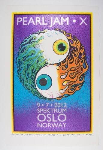 2012 Chuck Sperry Chris Shaw Pearl Jam X Oslo Spektrum LE Poster Mint 95