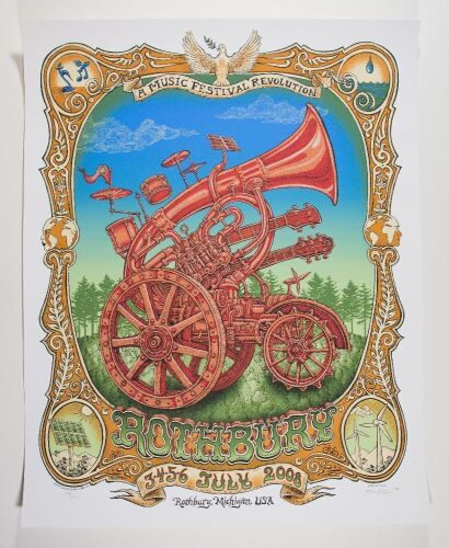 2008 EMEK Dave Matthews Widespread Panic John Mayer Rothbury Festival Emek Signed LE Poster Mint 95