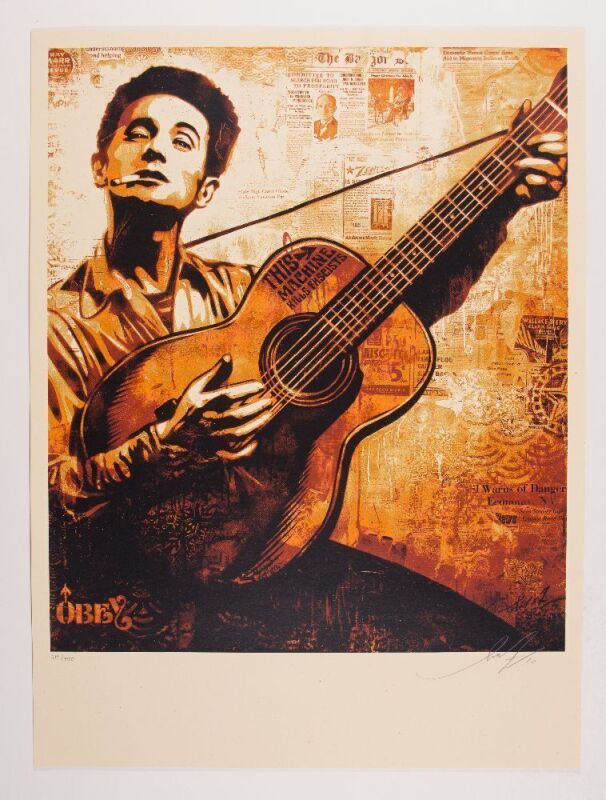 2010 Shepard Fairey Woody Guthrie Obey LE Signed Fairey Poster Mint 95