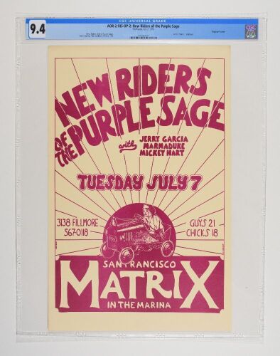 1970 AOR-2.105 New Riders of the Purple Sage with Jerry Garcia The Matrix Poster CGC 9.4