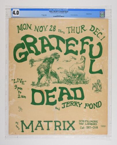 1966 AOR-2.108 Grateful Dead The Matrix Poster CGC 4.0