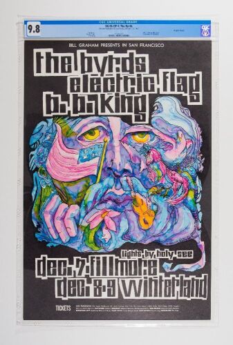 1967 BG-96 The Byrds B.B. King Electric Flag Winterland & Fillmore Poster CGC 9.8