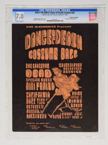 1966 AOR-2.143 Grateful Dead California Hall Halloween Dance of Death Handbill CGC 7.0