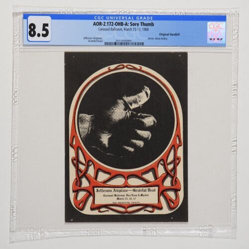 1968 AOR-2.172 Grateful Dead Jefferson Airplane Sore Thumb Carousel Ballroom Handbill CGC 8.5