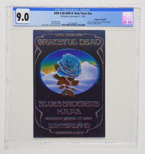 1978 AOR-4.38 Grateful Dead Winterland NYE Blue Rose Handbill CGC 9.0