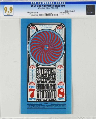 1966 BG-30 Grateful Dead Jefferson Airplane Paul Butterfield Winterland Handbill CGC 9.9