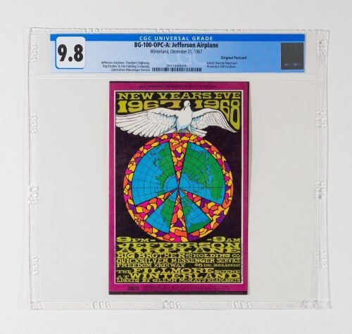 1967 BG-100 Jefferson Airplane Big Brother Janis Joplin NYE Winterland Postcard CGC 9.8