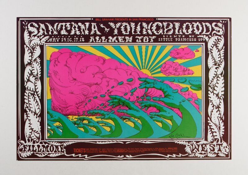 1969 BG-173 Santana Fillmore West Signed Conklin Poster Near Mint 85