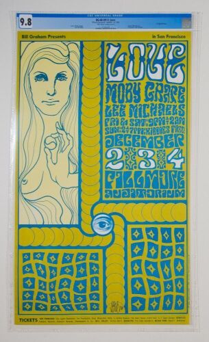 1966 BG-40 Love Moby Grape Fillmore Auditorium Signed Wilson Poster CGC 9.8