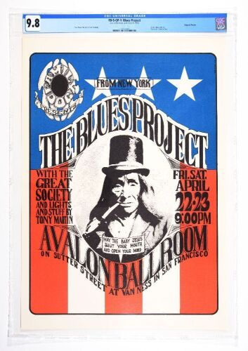 1966 FD-5 Blues Project The Great Society Avalon Ballroom Poster CGC 9.8