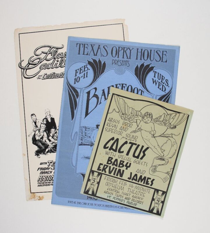 Lot of 3 Cactus Orpheum Barefoot Jerry Texas Opry House Flash Cadillac Armadillo Flyers Not Graded