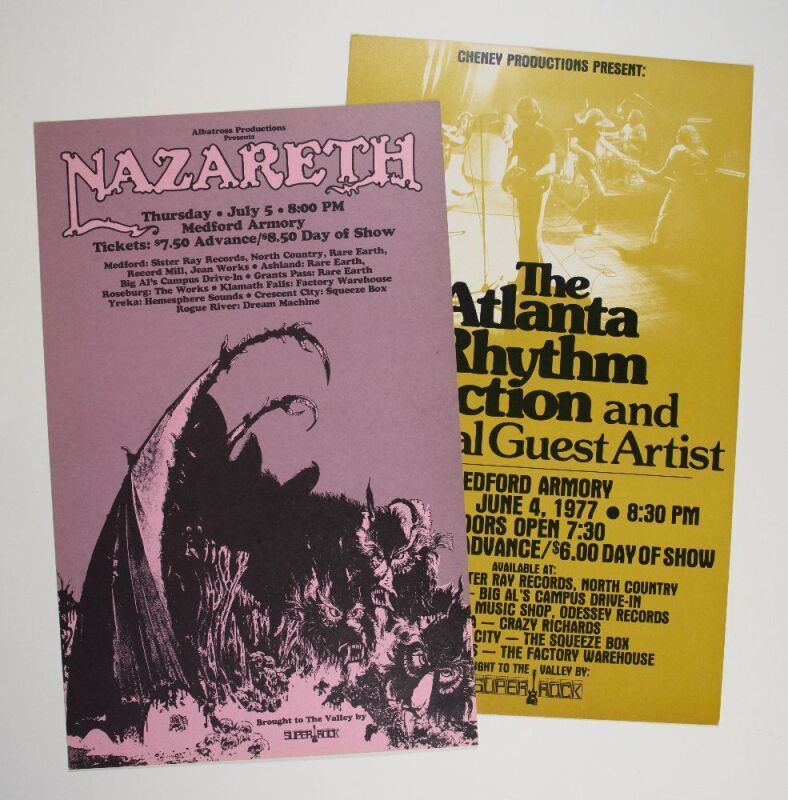 Lot of 2 Nazareth The Atlanta Rhythm Section Medford Armory Oregon Posters Not Graded