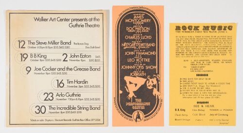 Lot of 3 B.B. King Doc Watson Joe Cocker Steve Miller Handbills Not Graded