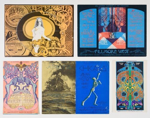 Lot of 5 Bill Graham Numbered Series Original Postcards Not Graded