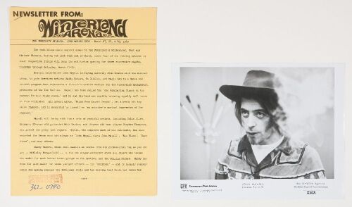 1969 John Mayall Winterland Arena Original Press Release & Promo Photo Not Graded