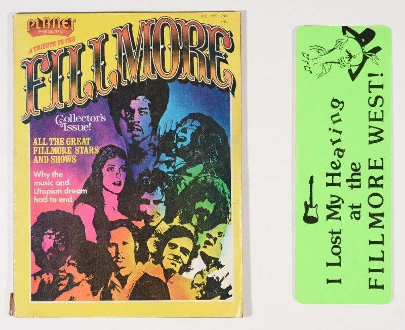 1971 A Tribute To The Fillmore East Collectors Issue Planet Publication plus Fillmore East Bumper Sticker Not Graded