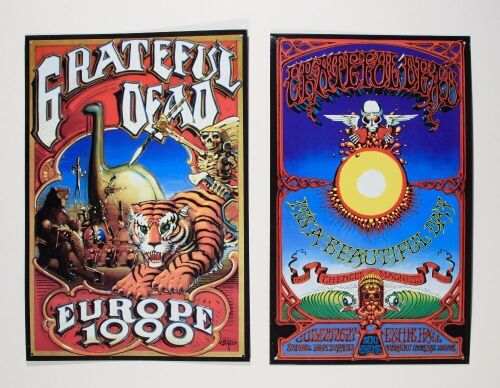 Collection of 2 Original Grateful Dead Merchandising Tin Signs Not Graded