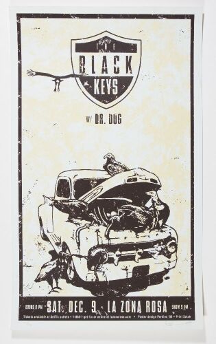 2006 The Black Keys Dr. Dog La Zona Rosa Austin Texas LE Signed Perkins Poster Mint 91