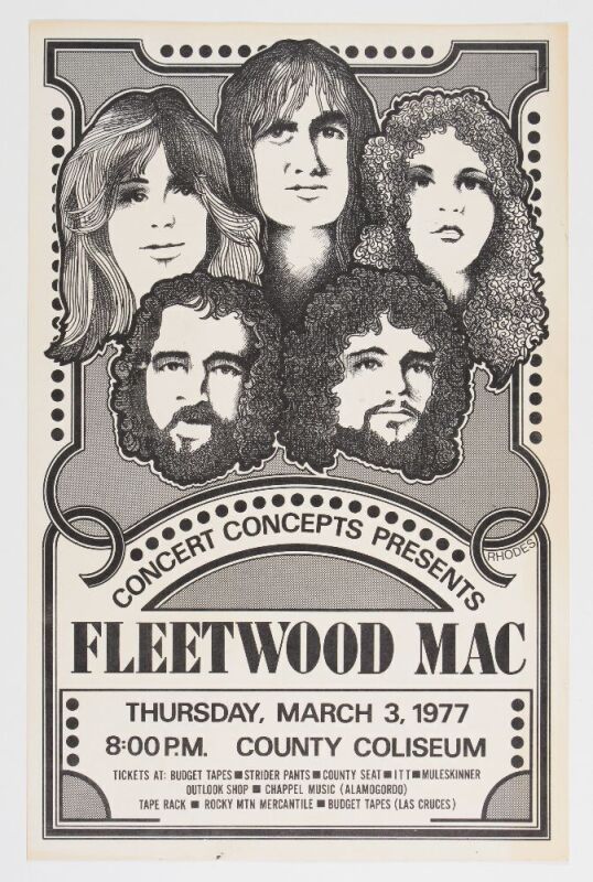 1977 Fleetwood Mac County Coliseum Poster Excellent 79