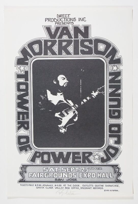 1971 Van Morrison San Jose Fairgrounds Expo Hall Signed Tuten Poster Near Mint 89