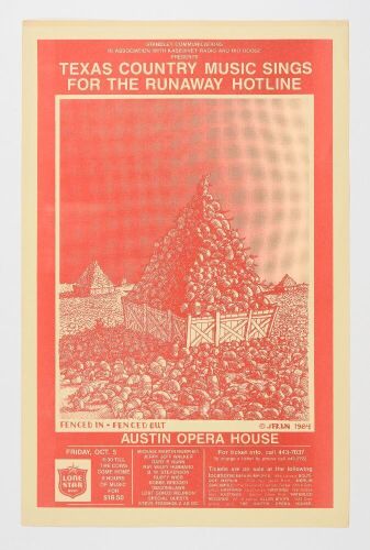 1984 Jim Franklin Jerry Jeff Walker Texas Country Music Sings Austin Opera House Poster Excellent 79